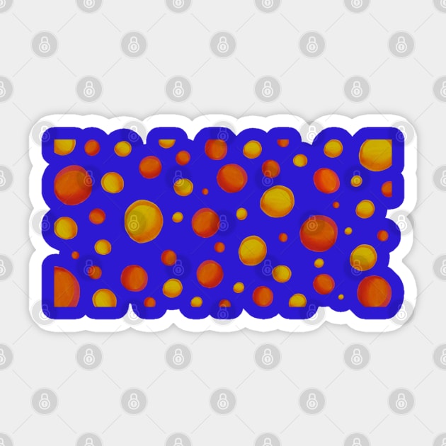 Yellow, Orange and Red Polka Dots (With Vibrant Blue Background) Sticker by aemworldtraveller@gmail.com